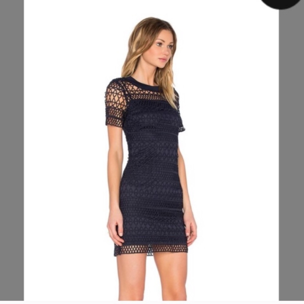 Navy Cutout Overlay Dress